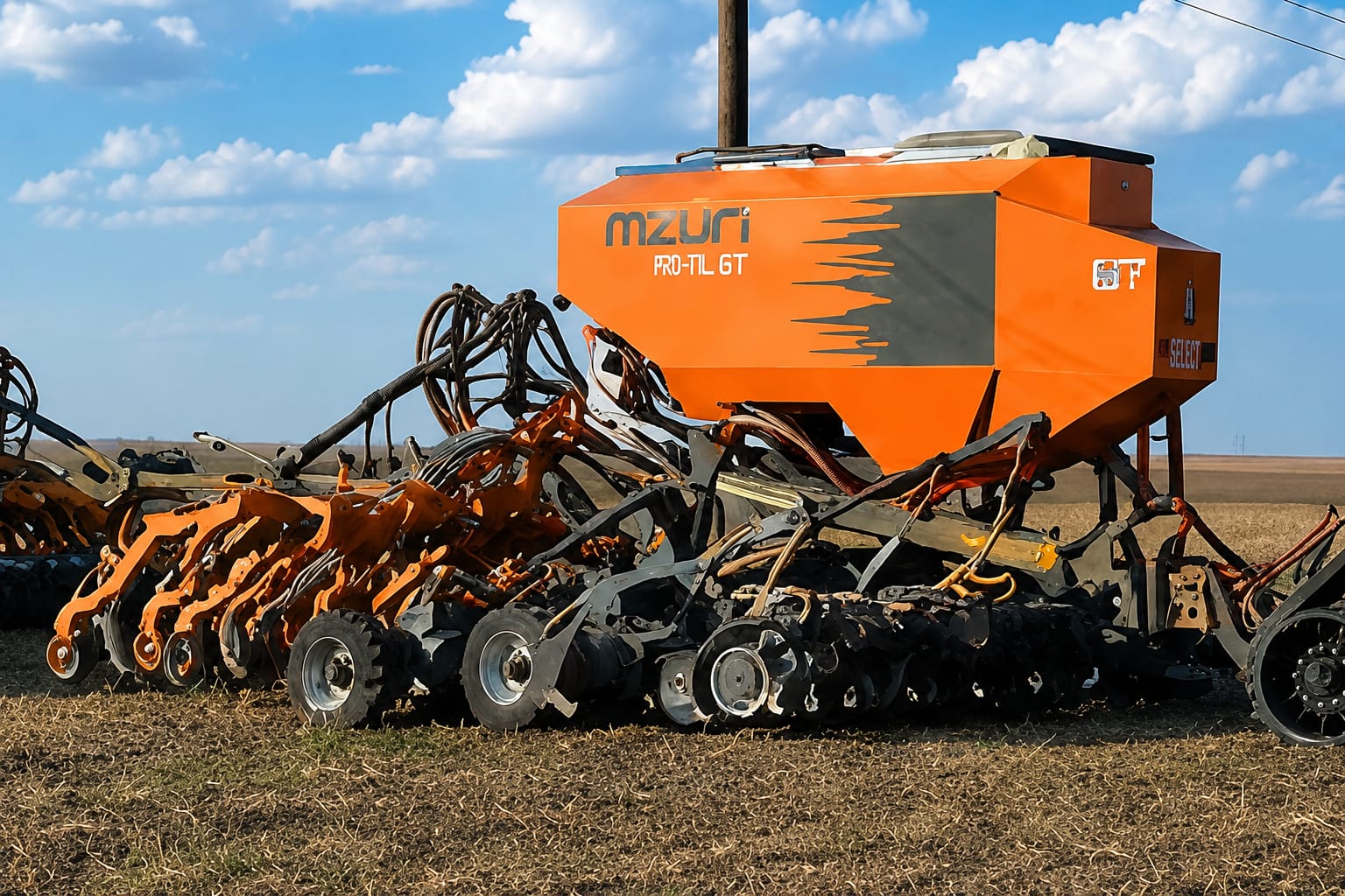 MZURI Pro-Til 6T — semanatoare strip-till 6 metri in lucru